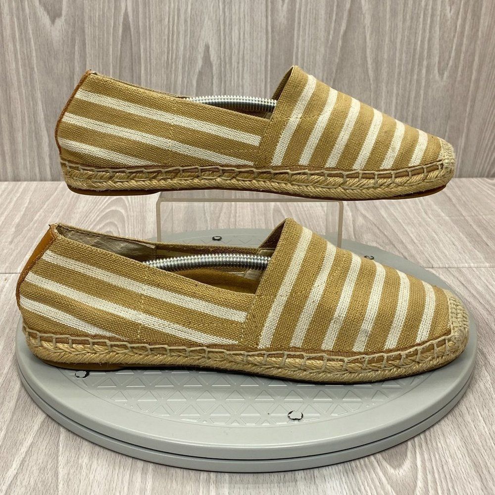 Vionic Tan and White Striped Espadrilles
